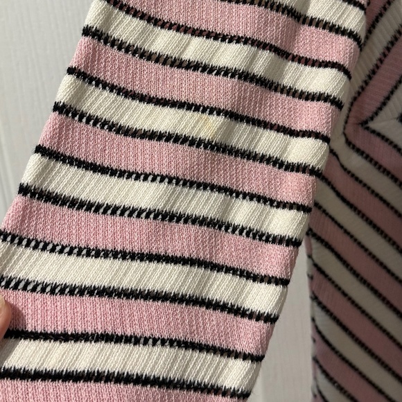 St John Sport by Marie Gray Pink Black White Chevron Wool Blend Top - Picture 6 of 11